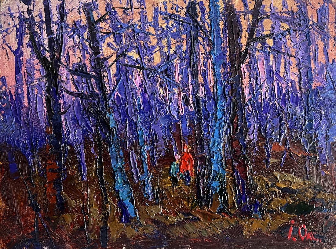 Oil painting Forest covered with frost Oksana Kalenyuk - 3