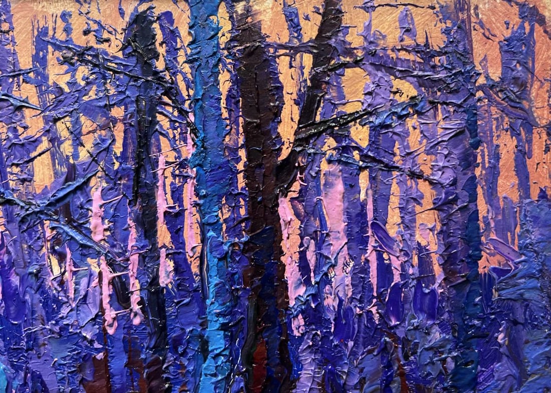 Oil painting Forest covered with frost Oksana Kalenyuk - 6