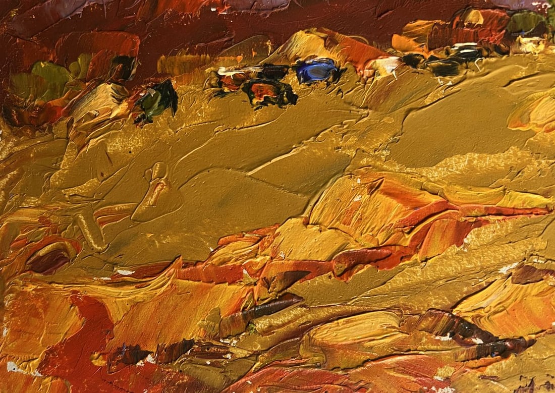 Oil painting Orange sunset over the mountains Alex Kalenyuk - 6