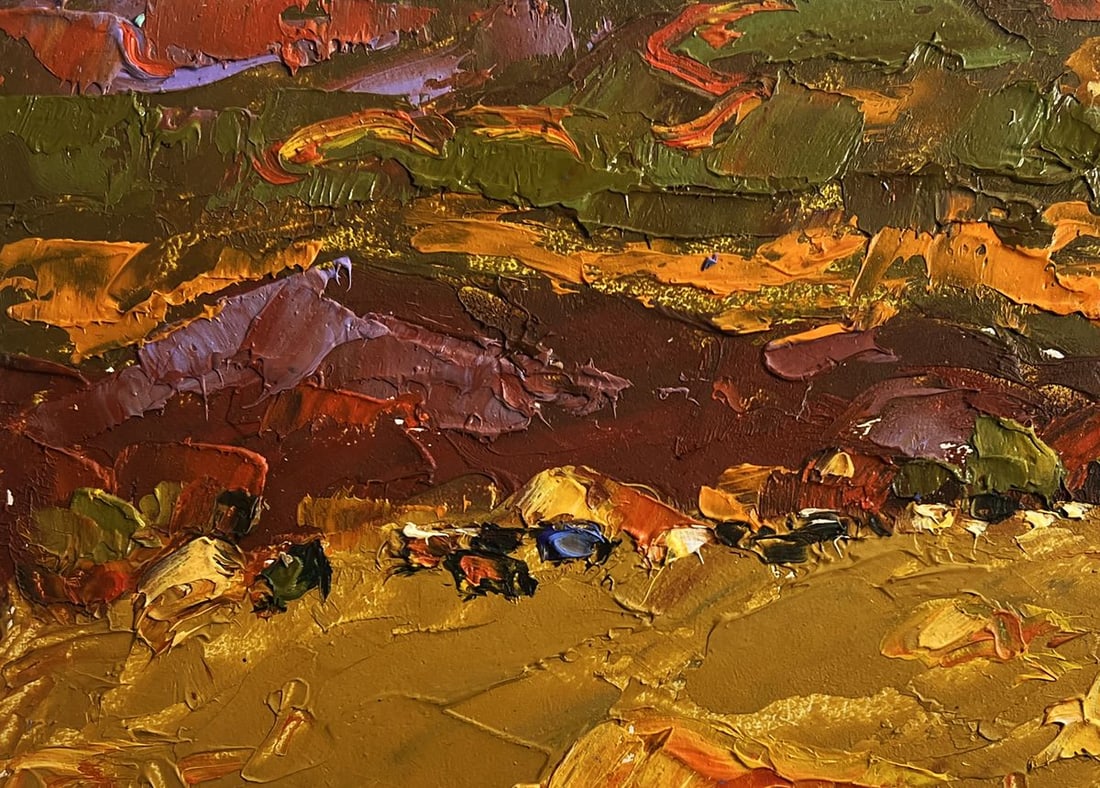 Oil painting Orange sunset over the mountains Alex Kalenyuk - 7