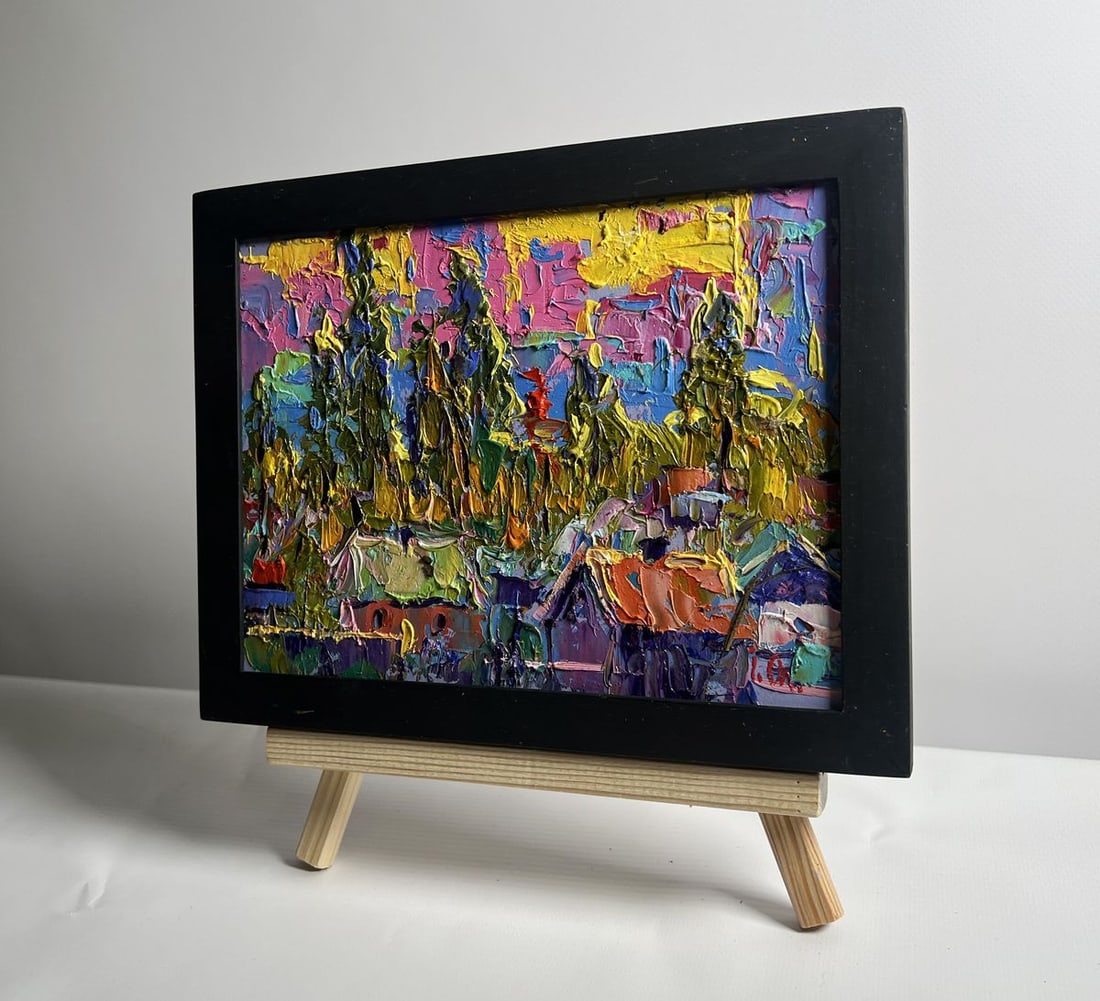 Oil painting Yellow rays of sunset Alex Kalenyuk - 2