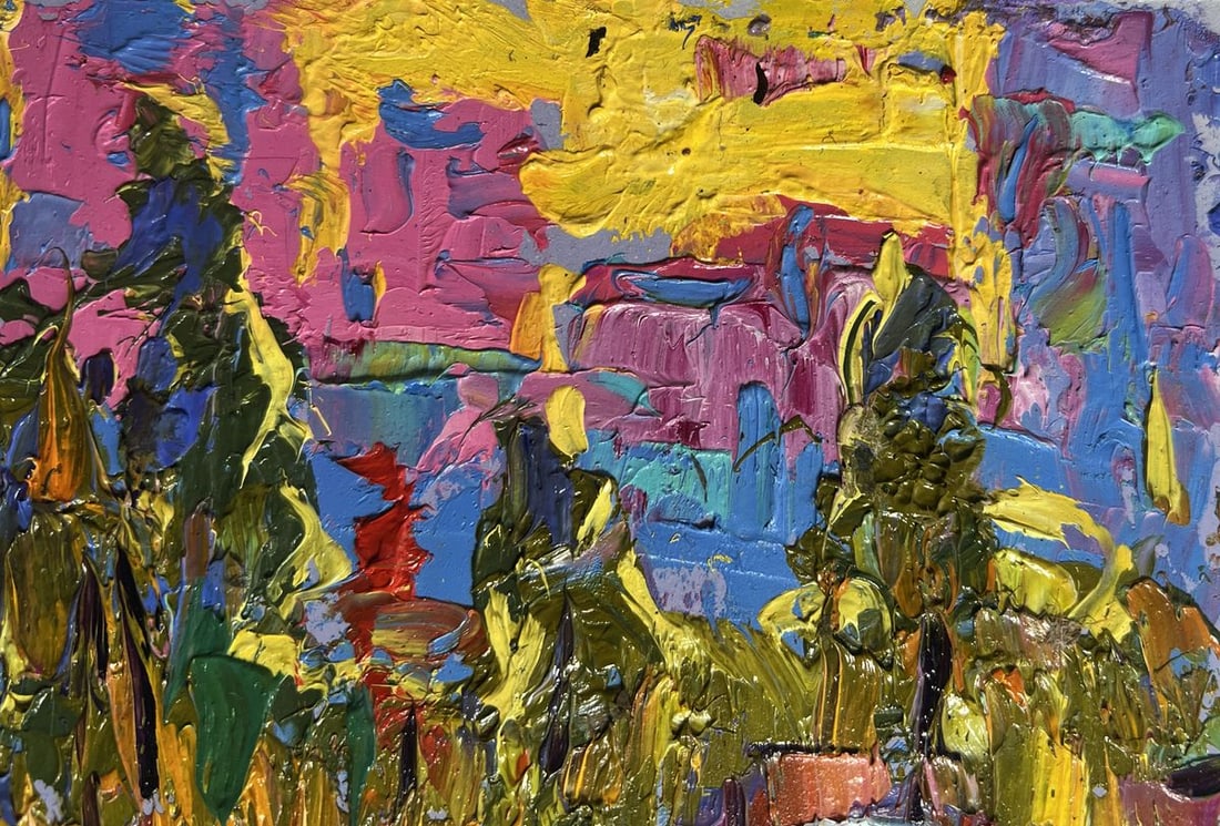 Oil painting Yellow rays of sunset Alex Kalenyuk - 6