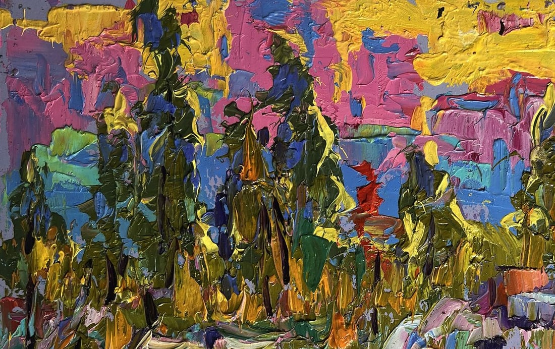 Oil painting Yellow rays of sunset Alex Kalenyuk - 7