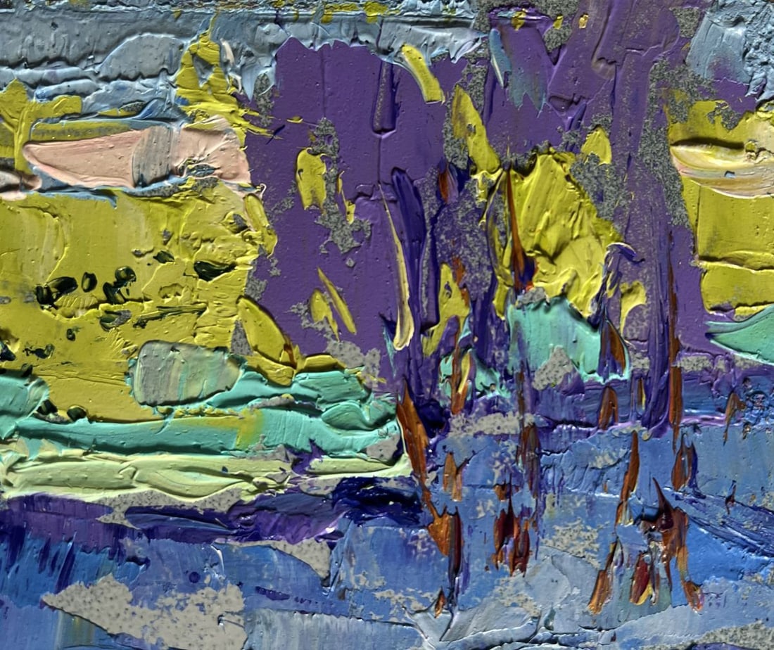 Oil painting Winter evening with sunset Alex Kalenyuk - 4