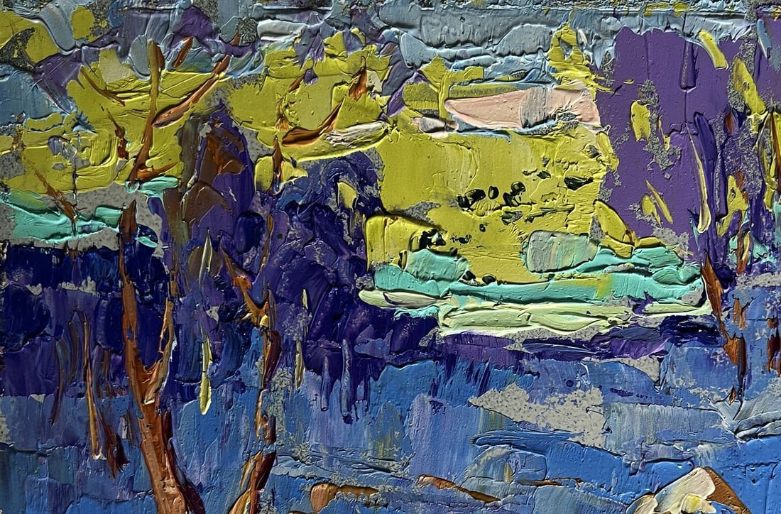 Oil painting Winter evening with sunset Alex Kalenyuk - 7