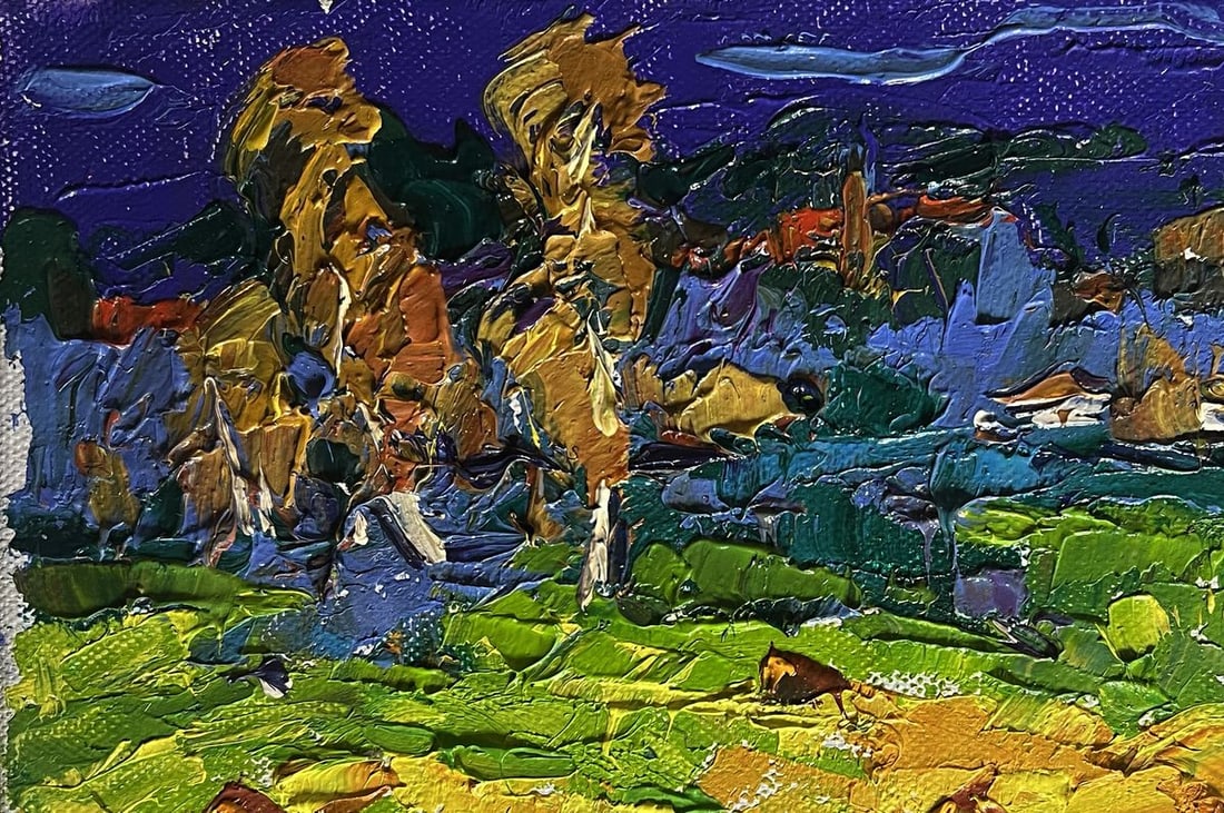 Oil painting Autumn night rain Alex Kalenyuk - 7