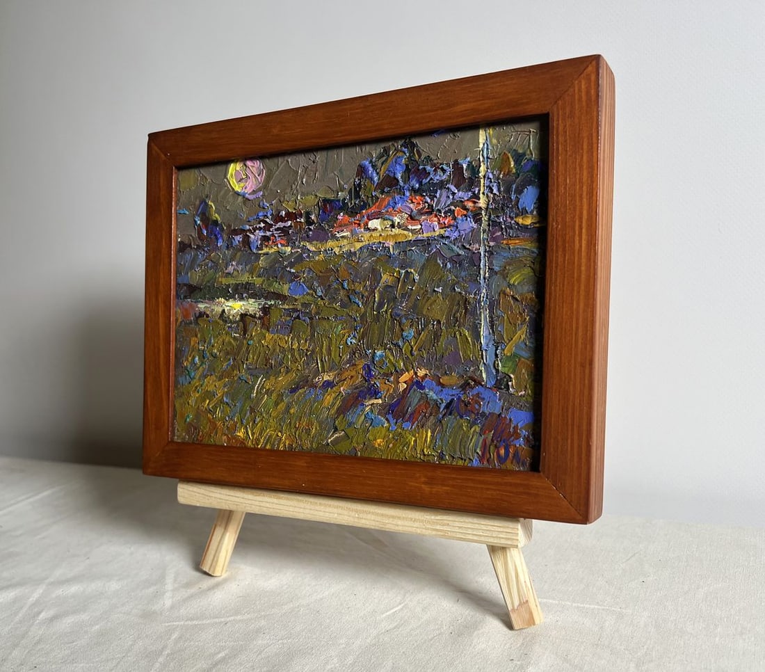 Oil painting Moonlit night in autumn Alex Kalenyuk - 2