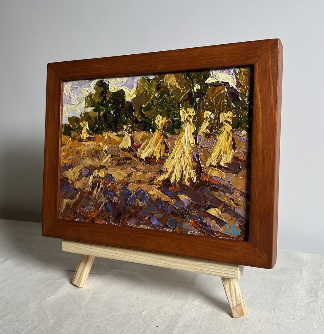 Oil painting There are haystacks in the fields Alex Kalenyuk - 2