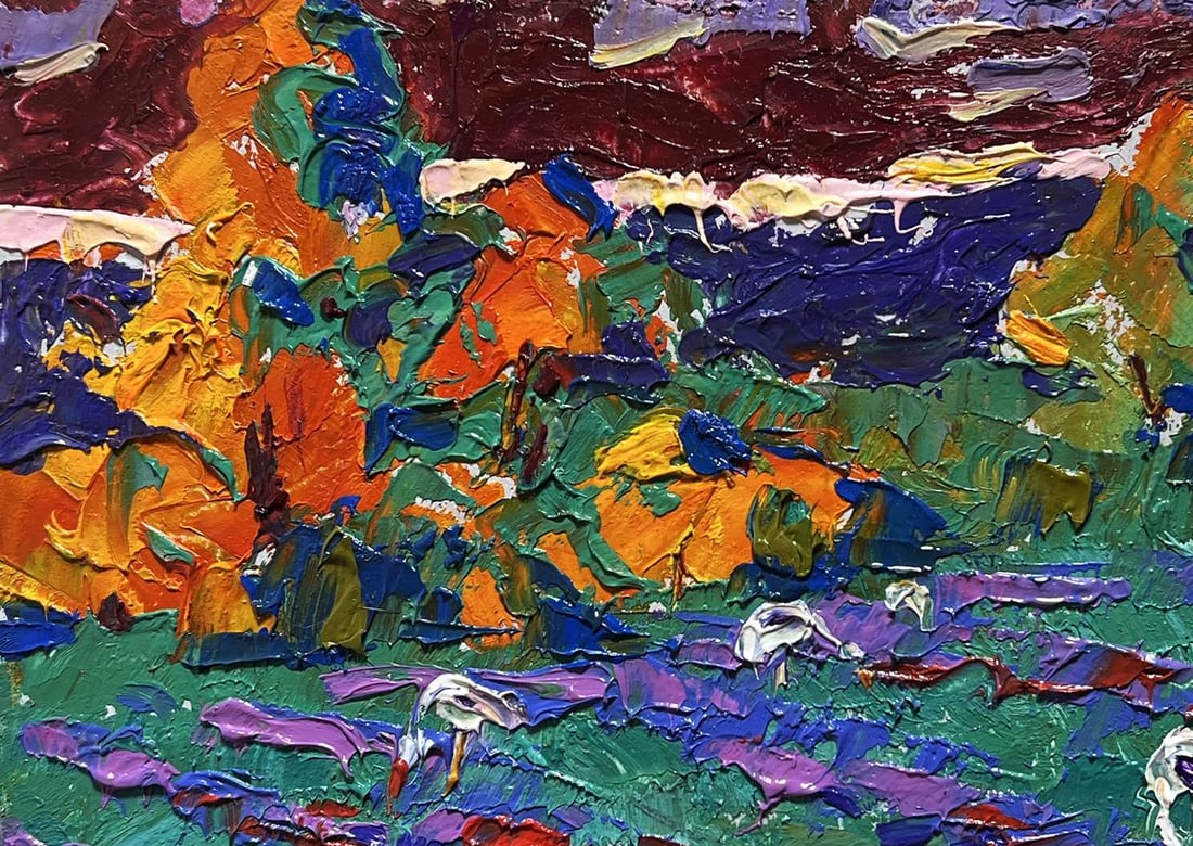 Oil painting Crimson evening in the field Alex Kalenyuk - 7