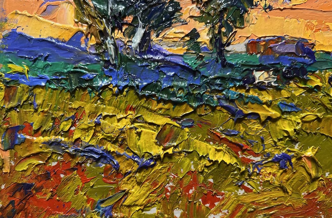 Oil painting The day passes with a yellow sunset Alex Kalenyuk - 4