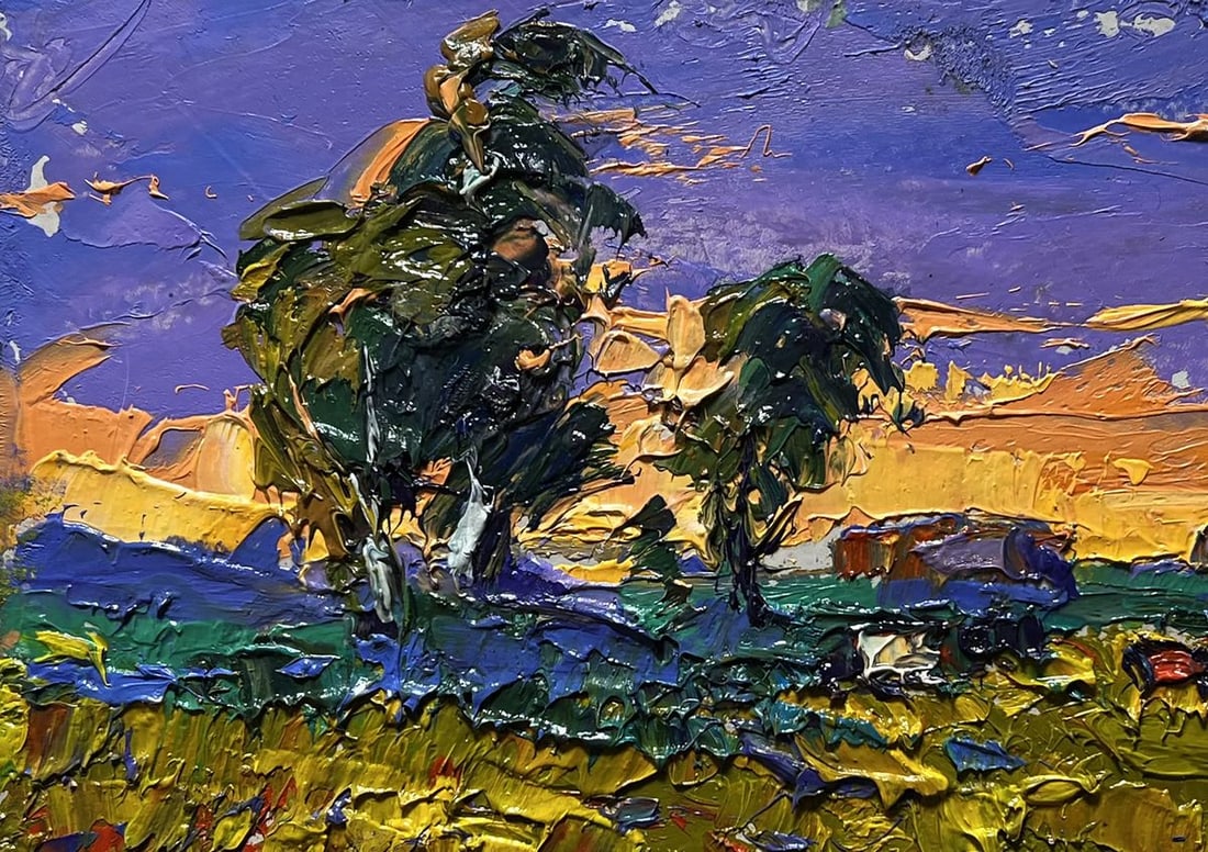 Oil painting The day passes with a yellow sunset Alex Kalenyuk - 7