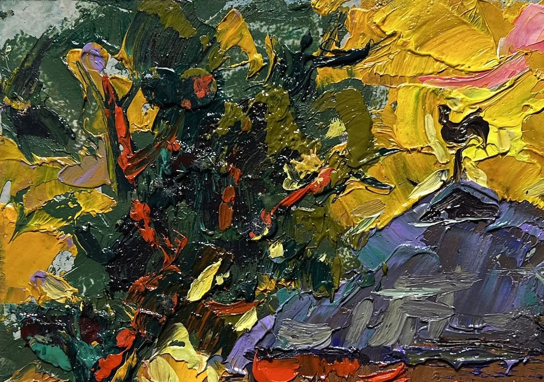 Oil painting Warm evening with a yellow sunset Alex Kalenyuk - 7