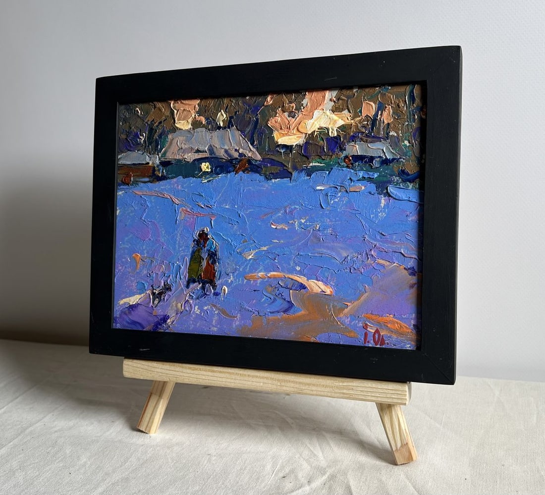 Oil painting Walk on a winter evening Alex Kalenyuk - 2