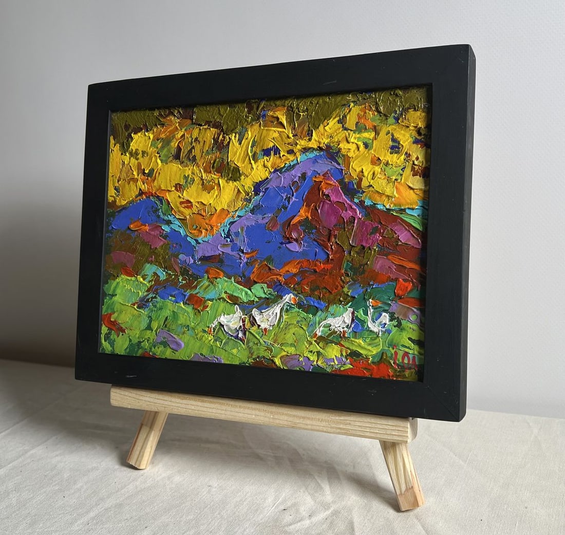 Oil painting Geese on the Hill Alex Kalenyuk - 2