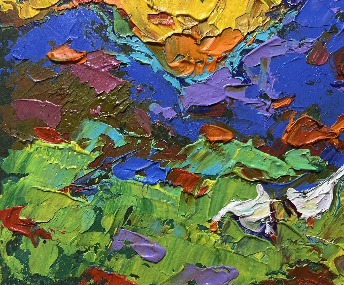 Oil painting Geese on the Hill Alex Kalenyuk - 5