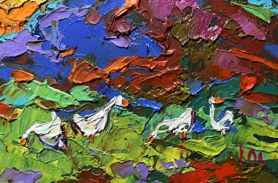 Oil painting Geese on the Hill Alex Kalenyuk - 9