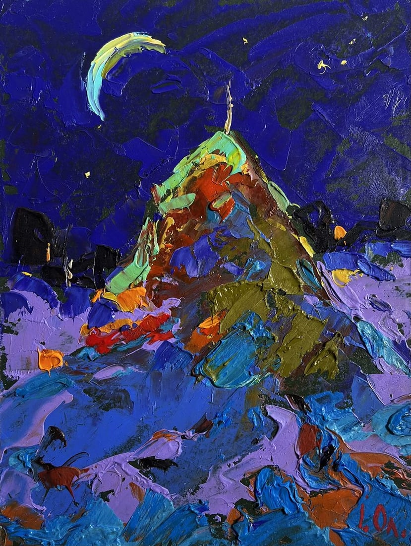 Oil painting Moonlit Night in the Field Alex Kalenyuk - 3