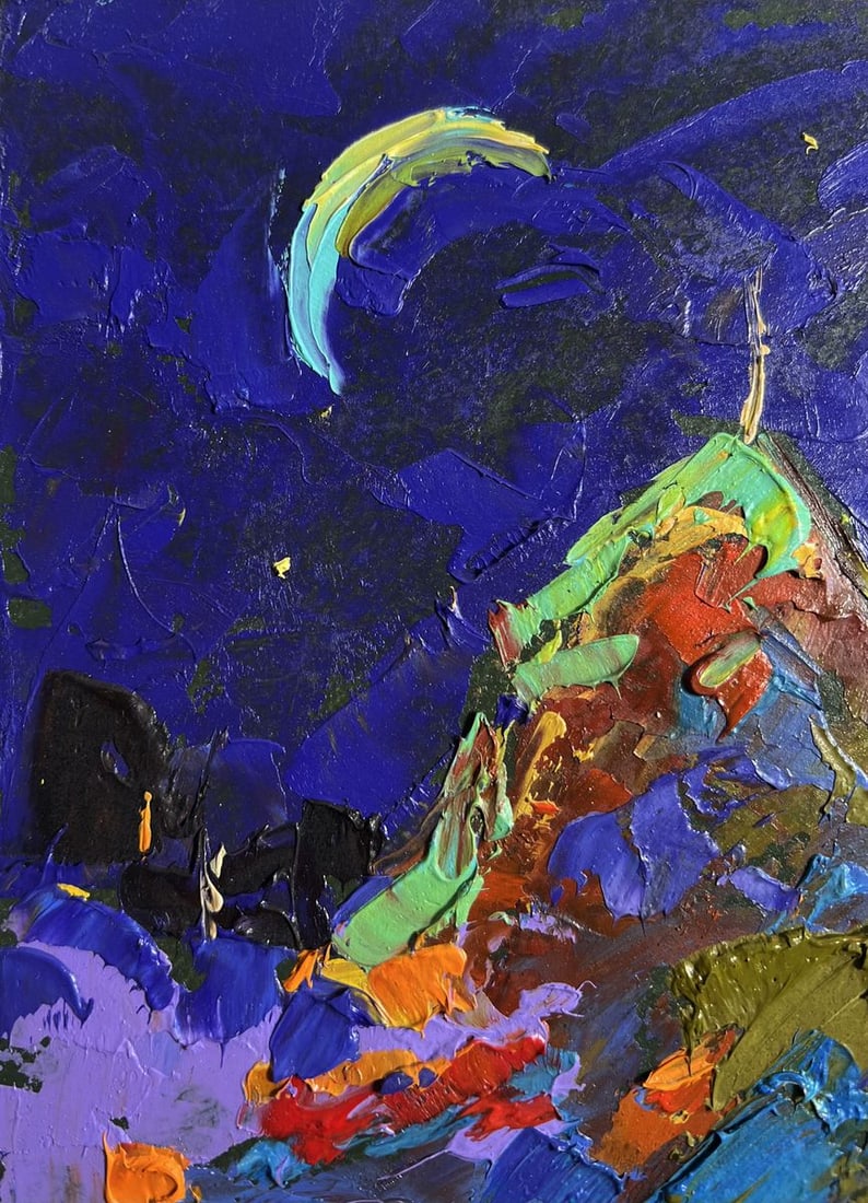 Oil painting Moonlit Night in the Field Alex Kalenyuk - 5