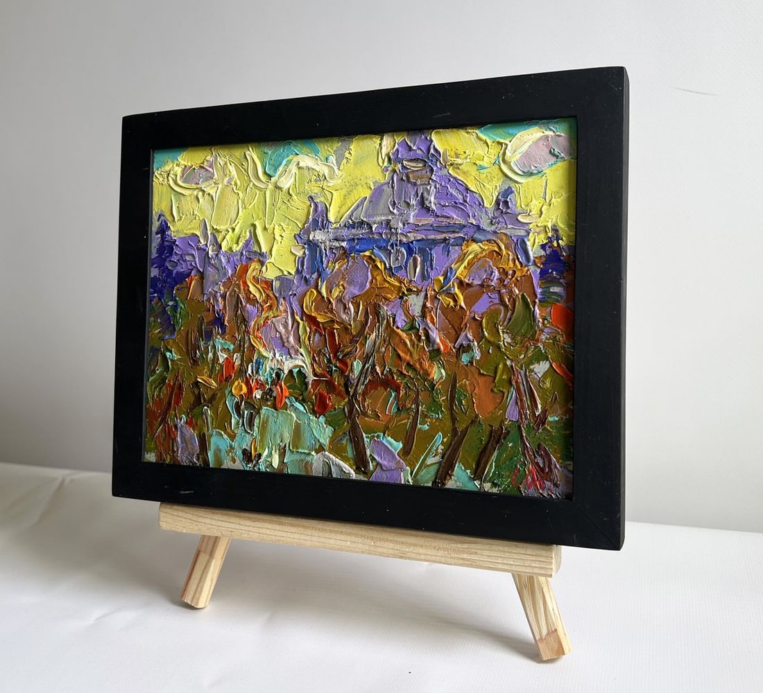 Oil painting City yellow sunset Alex Kalenyuk - 2