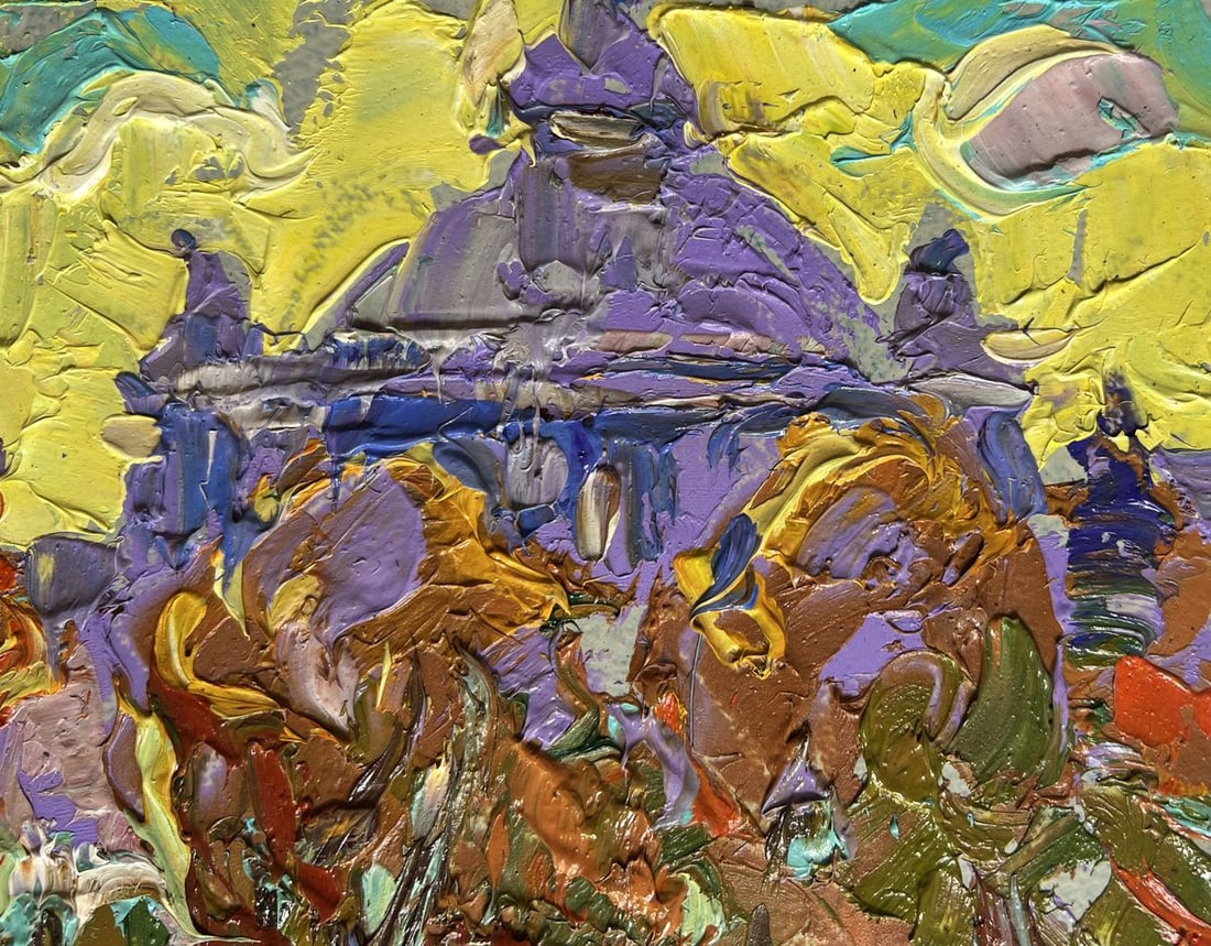 Oil painting City yellow sunset Alex Kalenyuk - 4