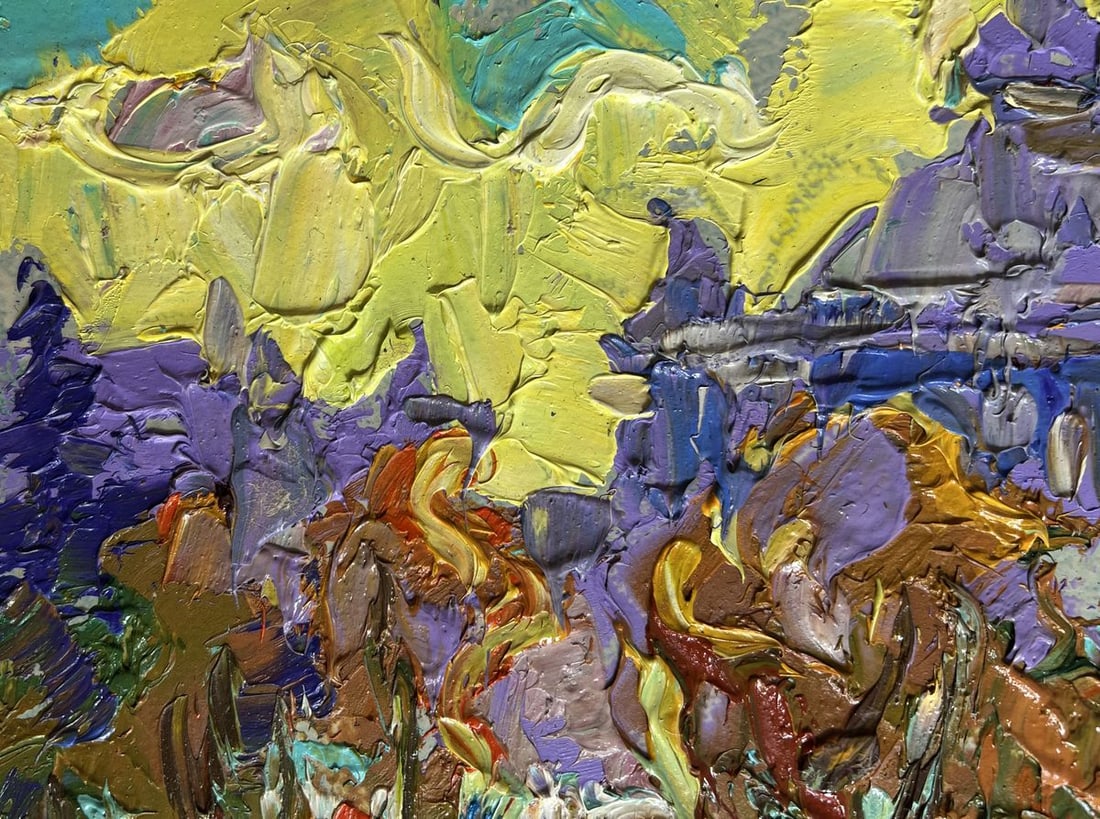 Oil painting City yellow sunset Alex Kalenyuk - 5