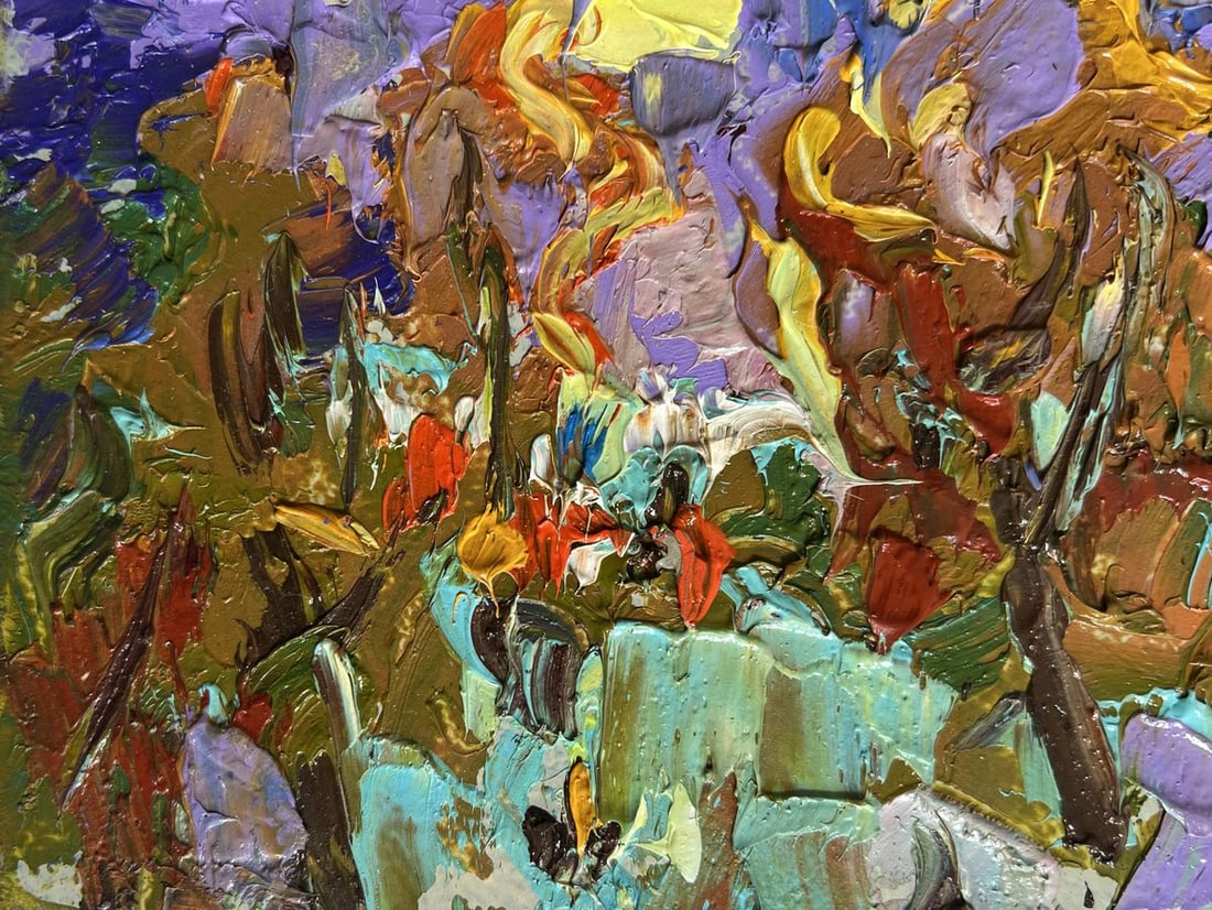 Oil painting City yellow sunset Alex Kalenyuk - 6