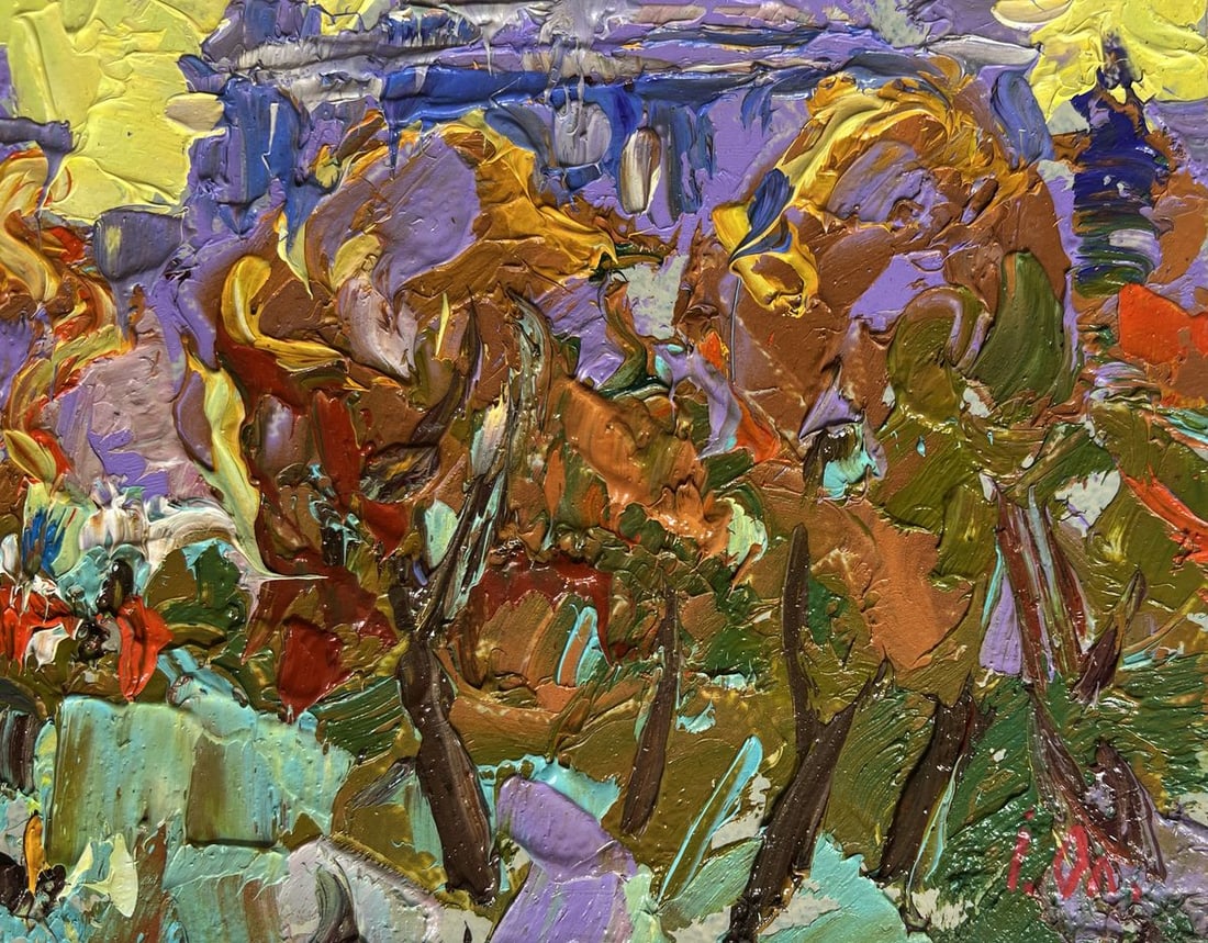 Oil painting City yellow sunset Alex Kalenyuk - 9