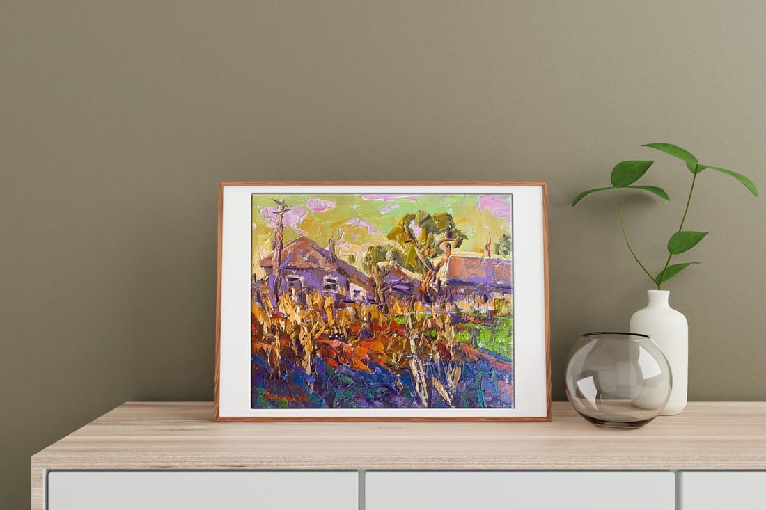 Oil painting Rustic yellow sunset Alex Kalenyuk - 3