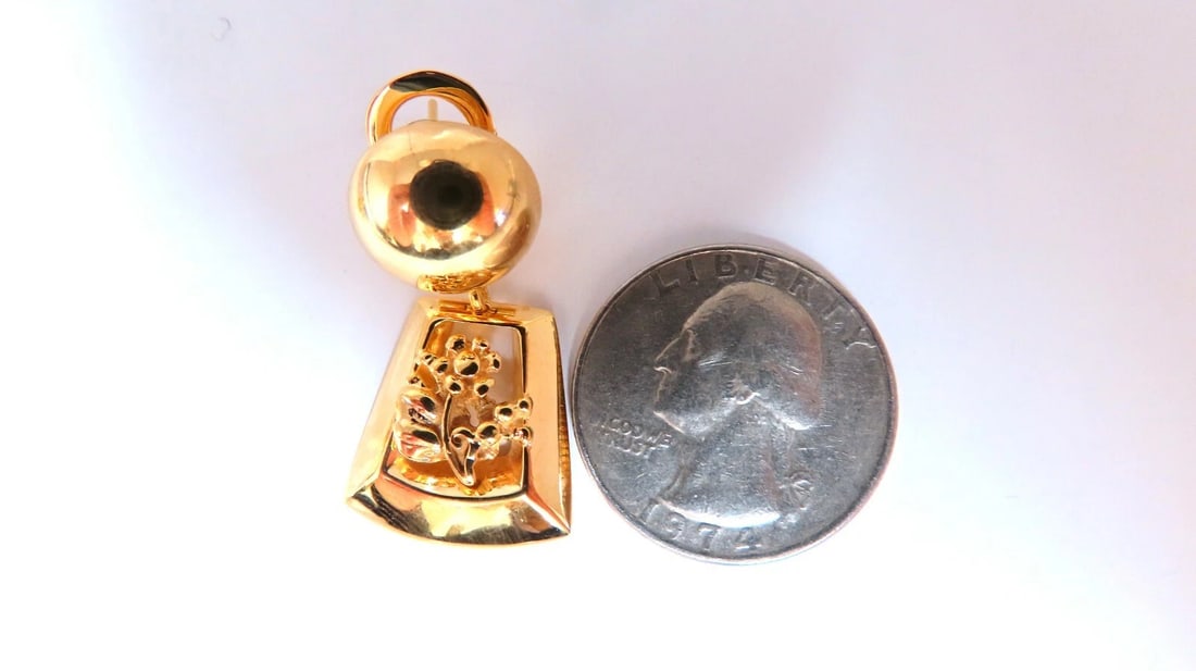 Ball Dome Dangle Deco Earrings 14kt Gold** - 2