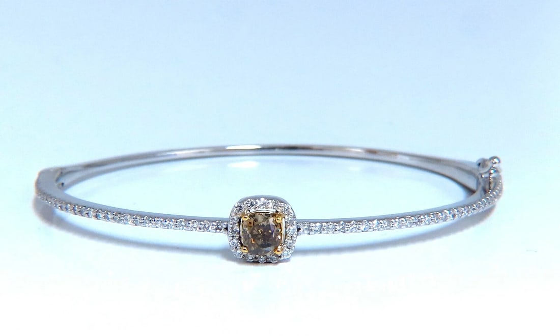 1.20ct Natural Fancy Color Diamonds Bangle Bracelet 14kt Gold Mod Deco Prime** - 2