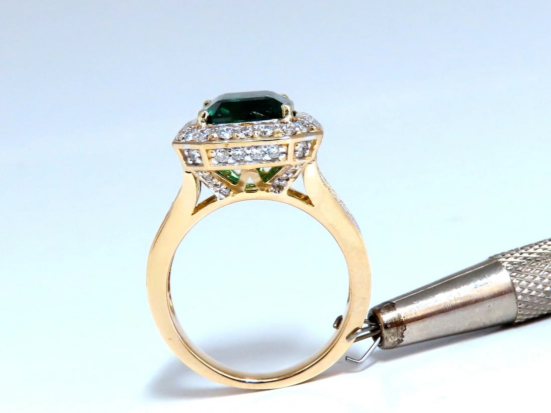 GIA Certified 5.12ct Natural Green Emerald Diamonds Ring 14kt. F1** - 3
