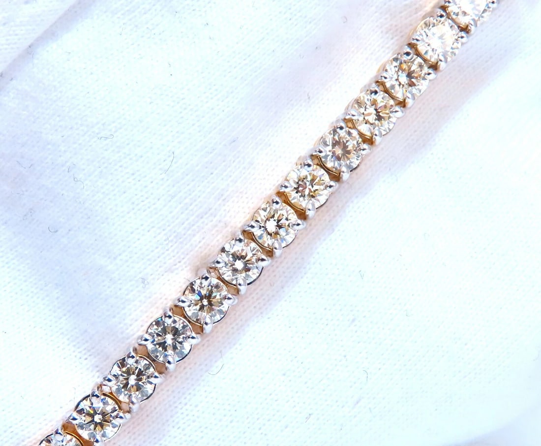 8.35ct Natural Round Brilliant Diamonds Tennis Bracelet 14kt** - 5