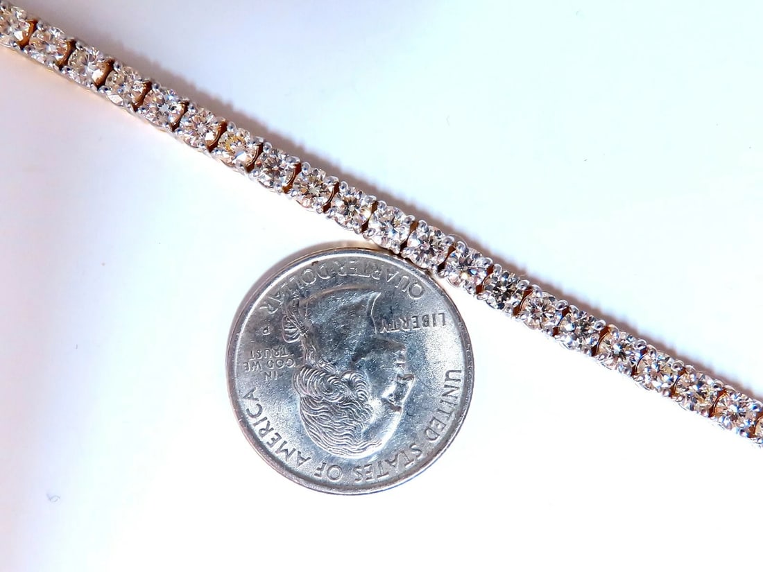 8.35ct Natural Round Brilliant Diamonds Tennis Bracelet 14kt** - 7