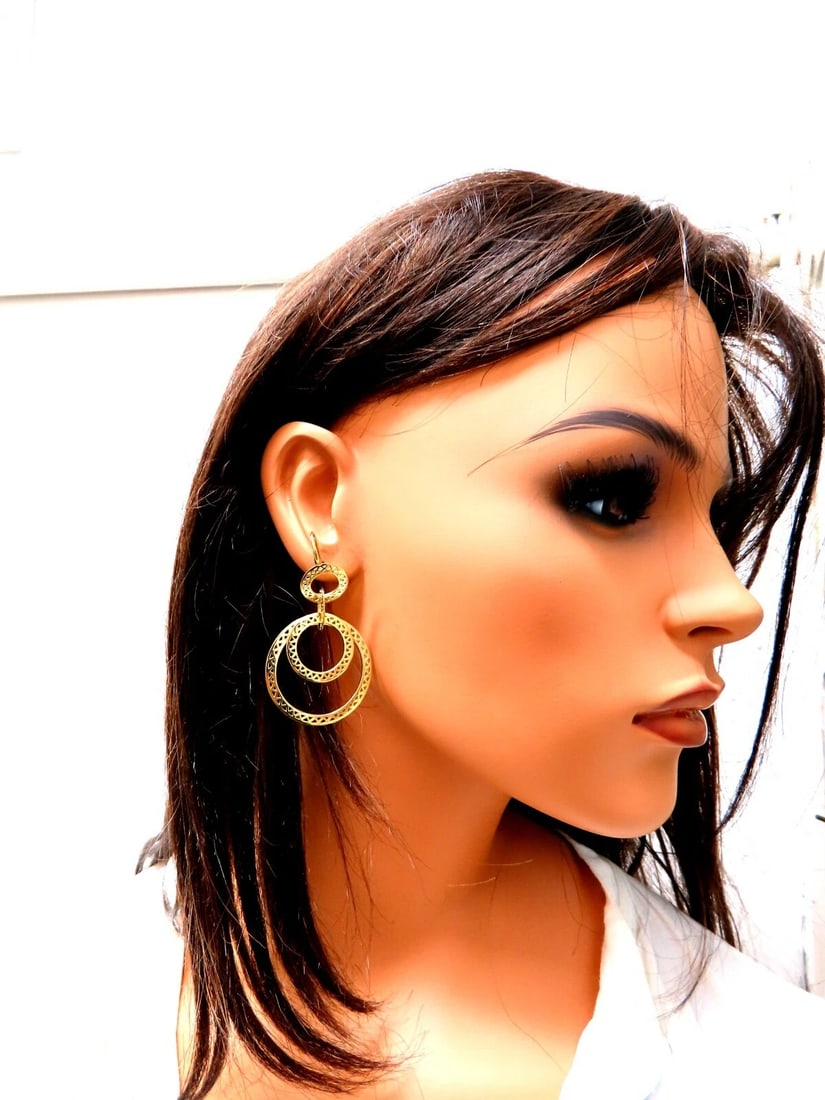 Circular Rolling Rings Dangle Earrings 18kt gold** - 3