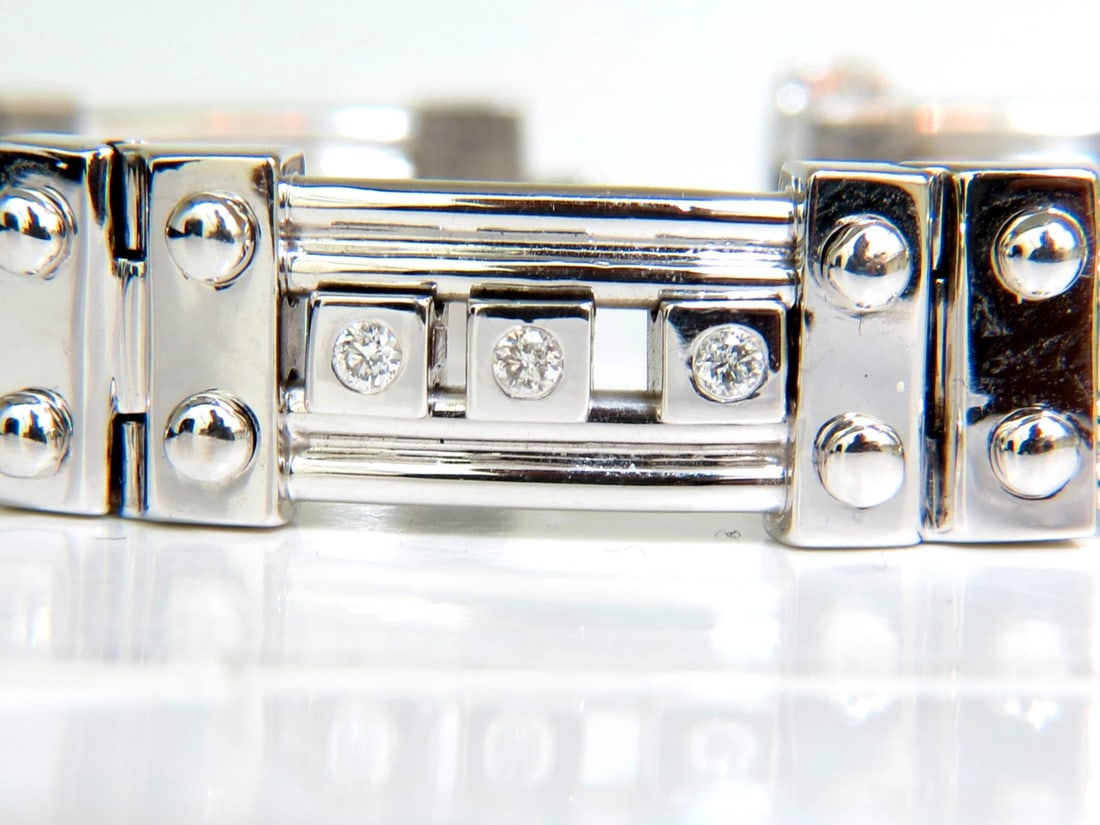 Mens Studded Gothic Deco Sliding Diamonds Box Bead Deco Channel Bracelet 14kt** - 9