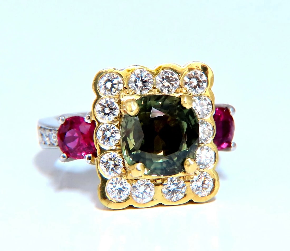 GIA Certified 3.48 carat natural color change alexandrite Ruby diamond ring** (1 of 8)