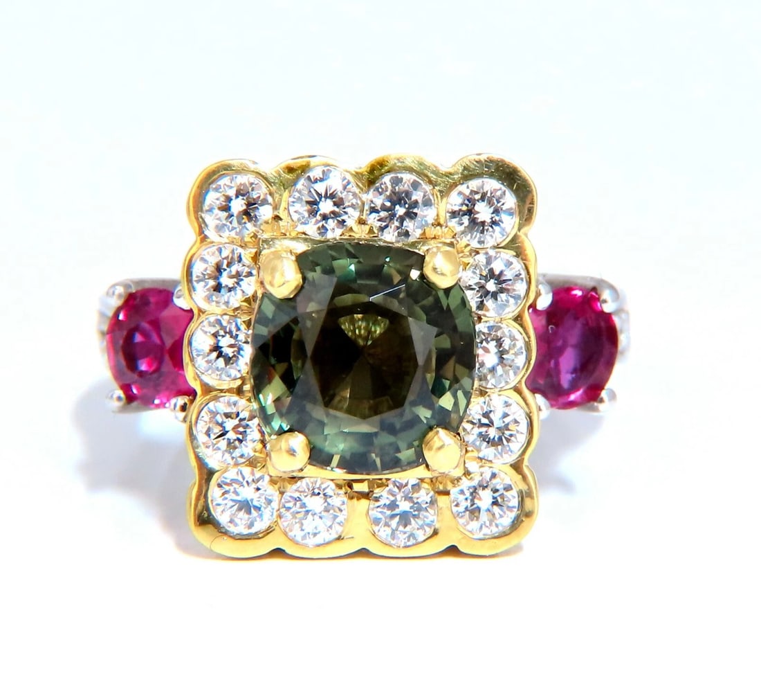 GIA Certified 3.48 carat natural color change alexandrite Ruby diamond ring** - 2