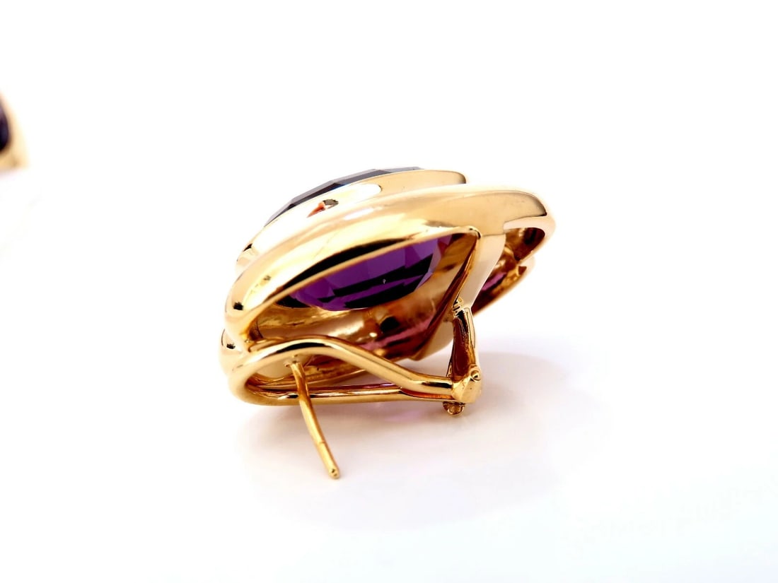 34ct natural oval purple amethyst clip earrings 14kt** - 2