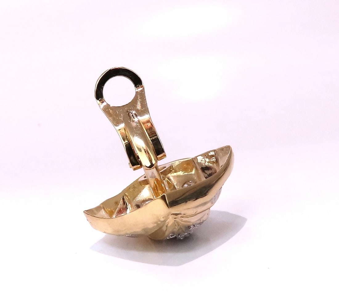 2ct. natural round diamond shell crest clip earrings 14kt gold** - 4