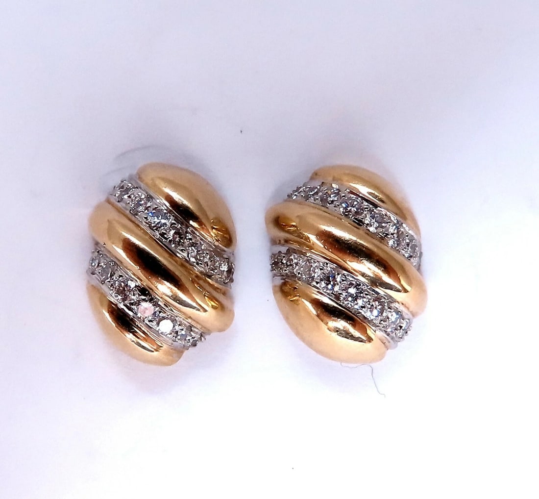 1.48ct. natural round diamond dome wave earrings 18kt platinum** - 4