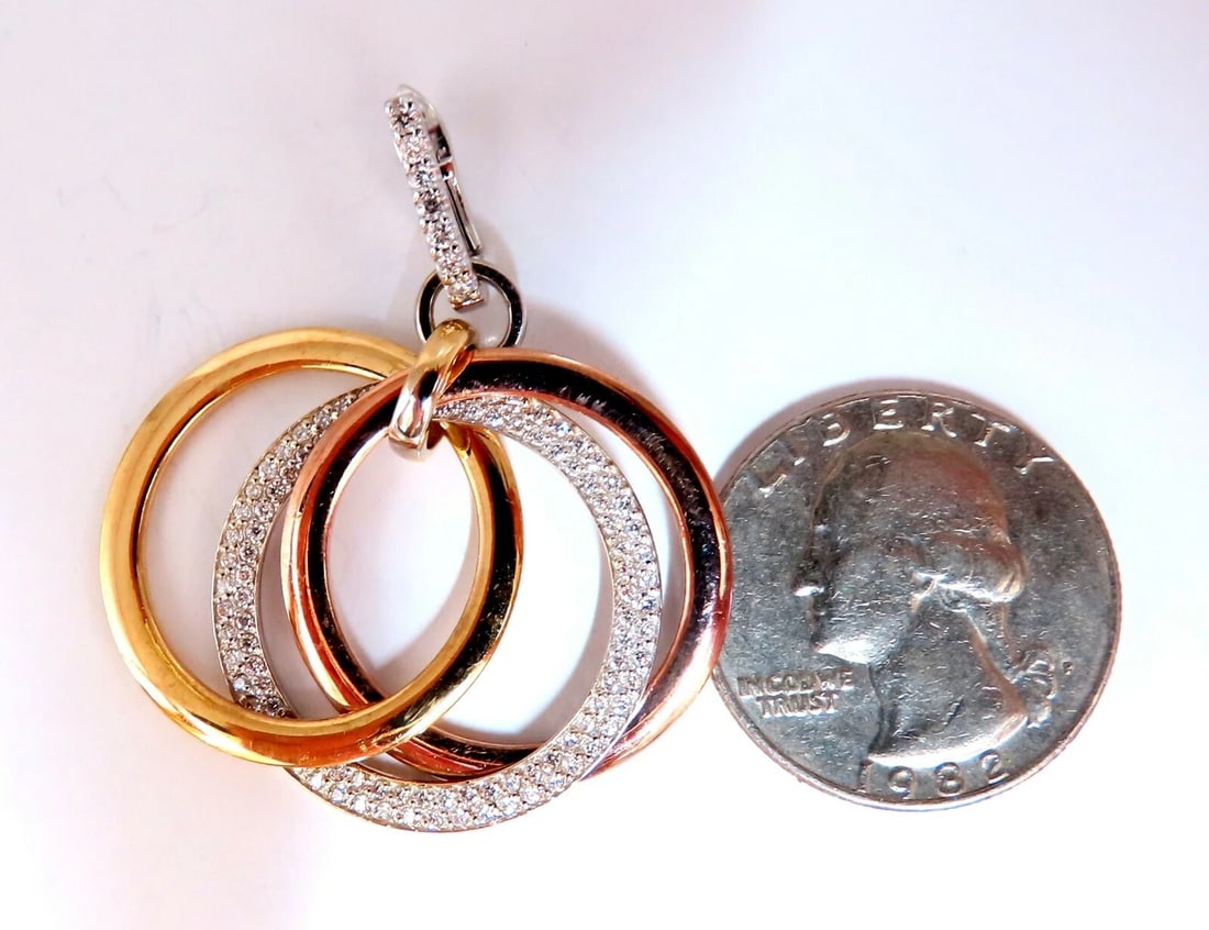 1.36ct natural diamonds rolling loop rings dangle earrings 14kt gold** - 2