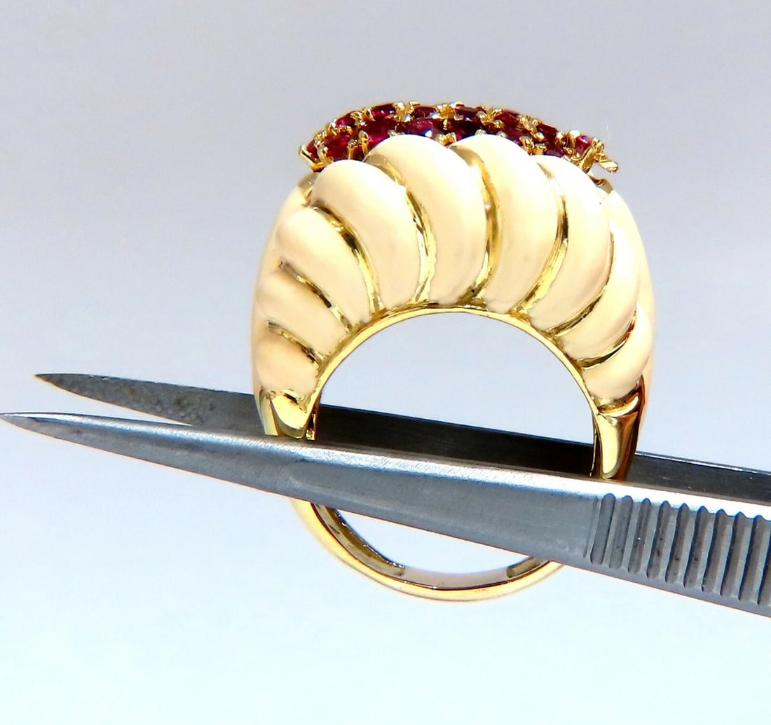 1ct natural ruby enamel estate 18 karat gold ring** - 2