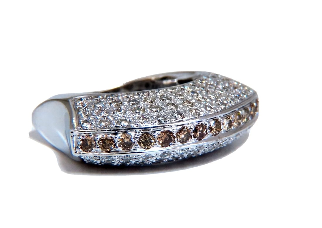 1.84ct natural fancy orange brown Arch dome mod edge deco ring 18kt**: Title: 1.84ct natural fancy orange brown Arch dome mod edge deco ring 18kt** Description: 1.84 carat natural round diamonds band. Natural fancy orange brown diamonds set an archtop vs2 clarity. Sidewa