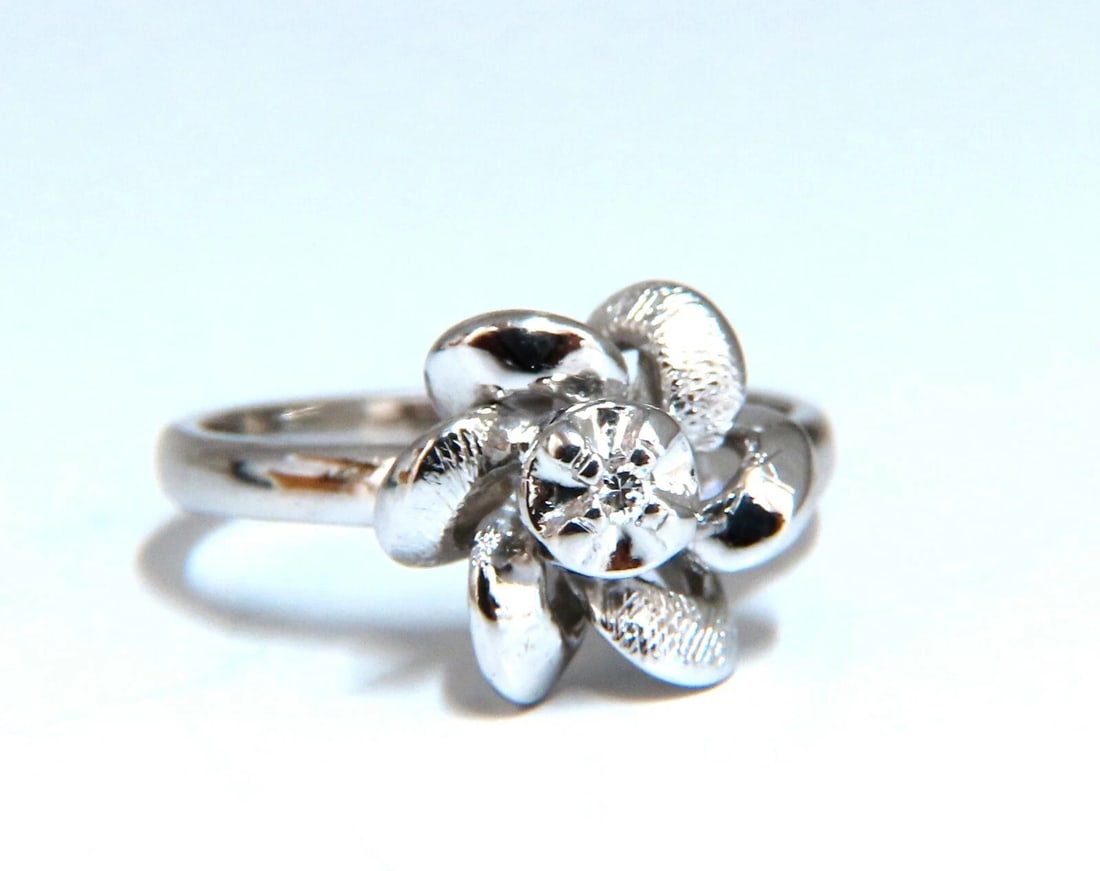 .02ct Natural Diamond Circular Bow Clover Ring 14kt** - 2