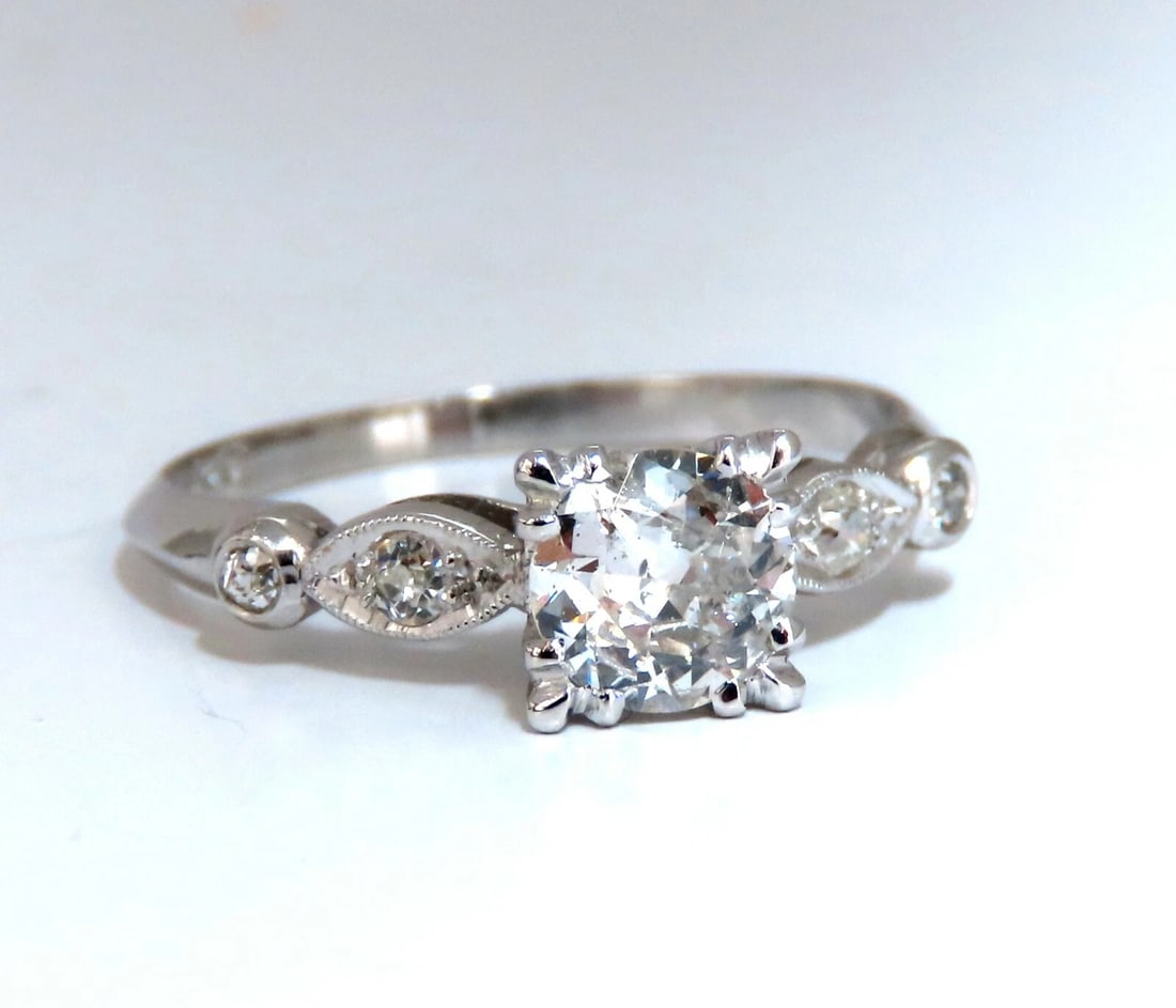 .76ct Natural Round Diamond Vintage Platinum Ring** - 2