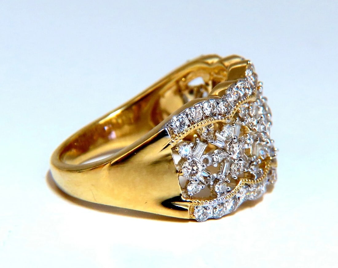 1.30ct Natural Diamonds Filigree Curling Ring 14kt Gold** - 2