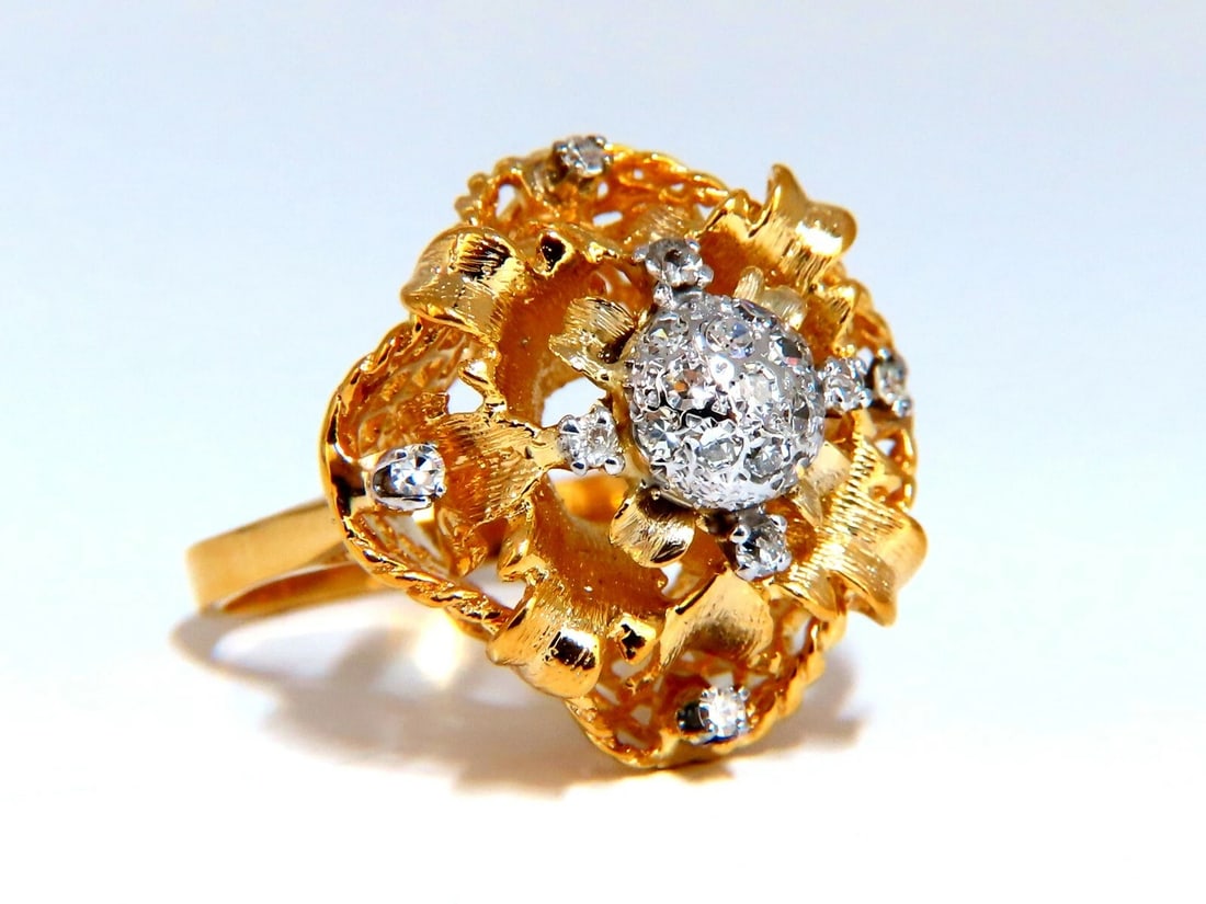 .30ct Natural Diamonds Filigree Curling Ring 14kt** - 2