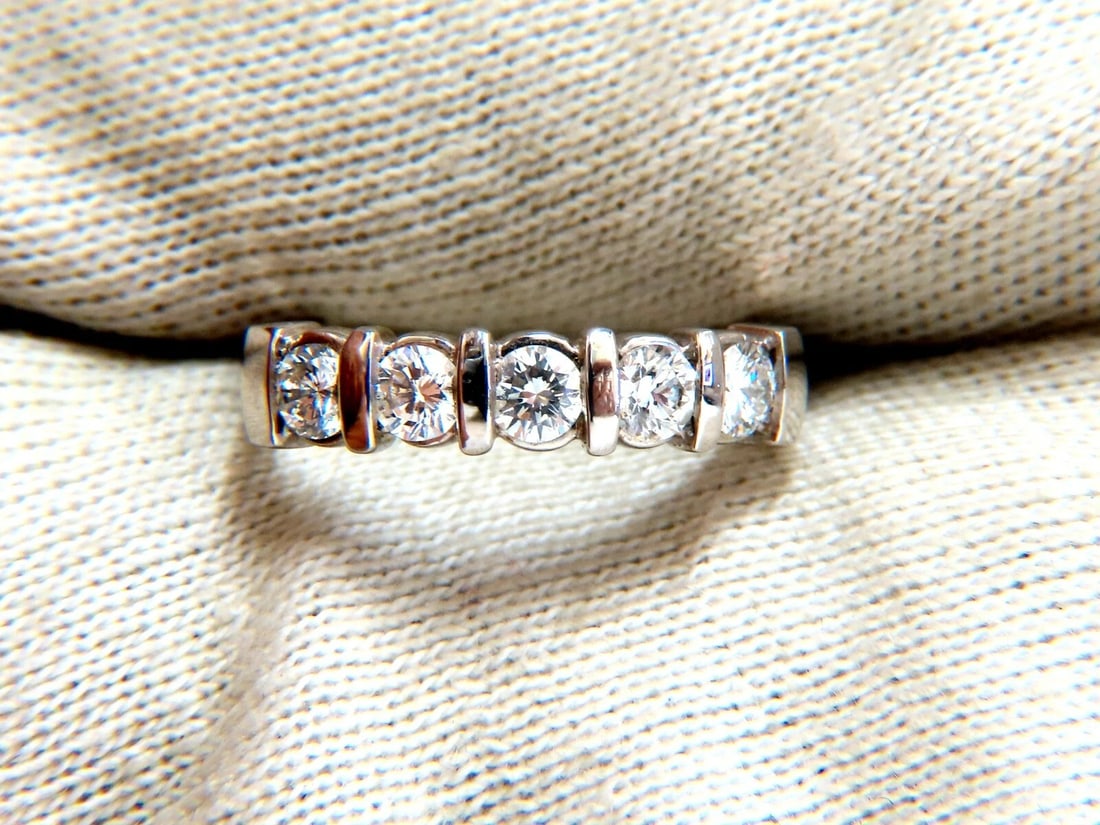 .75ct Natural Round Diamonds Channel Bar Ring 14kt** - 4