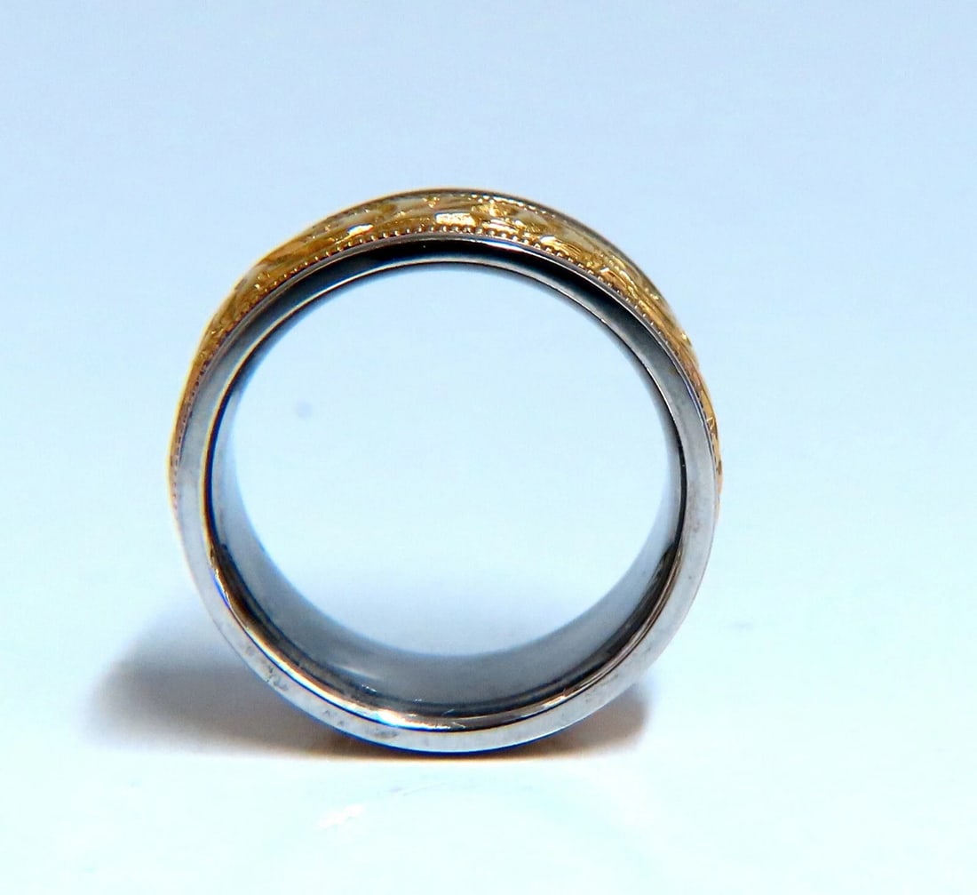 Designer Millan Graver Etched Gilt Two Toned Milligree 14kt Gold Band size 5 8mm - 3