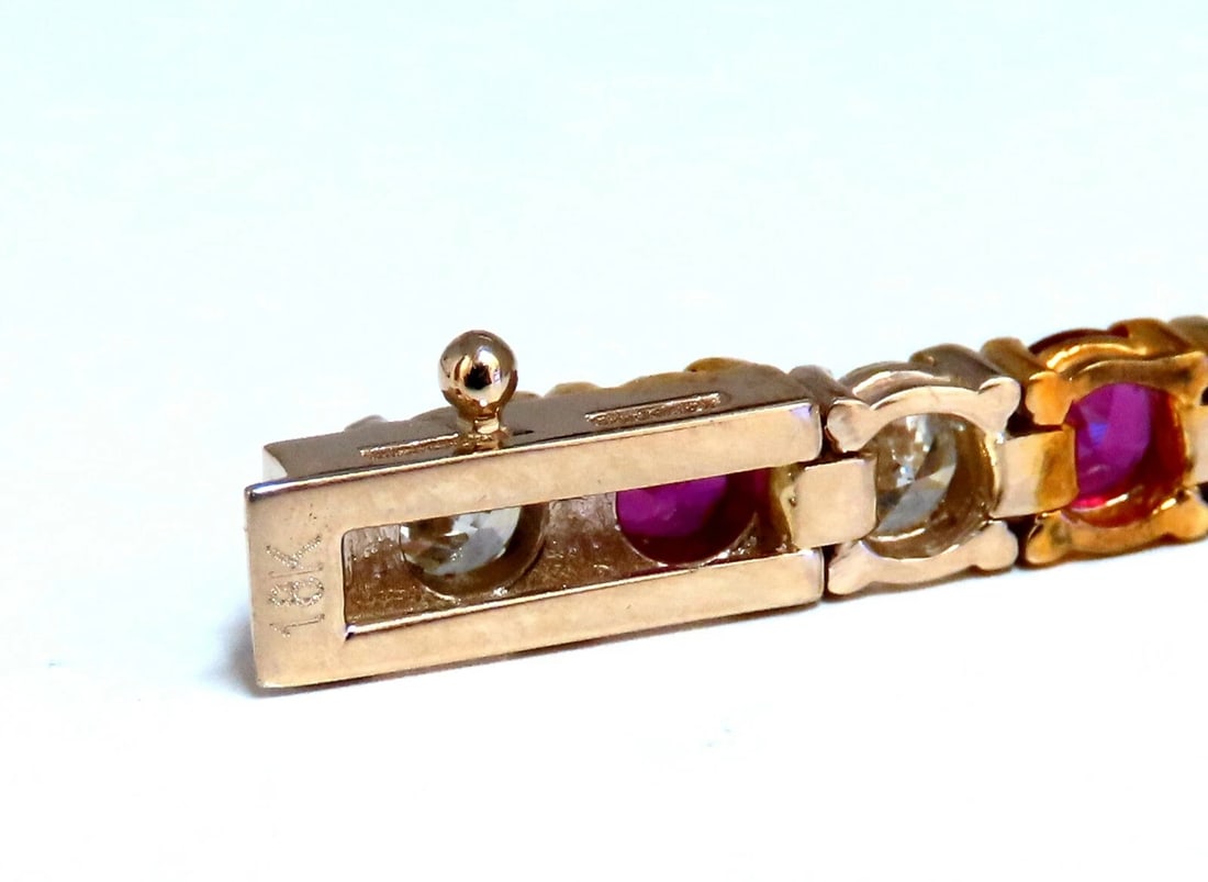 9.82ct Natural Ruby Diamonds Alternating Tennis Bracelet 14kt** - 3